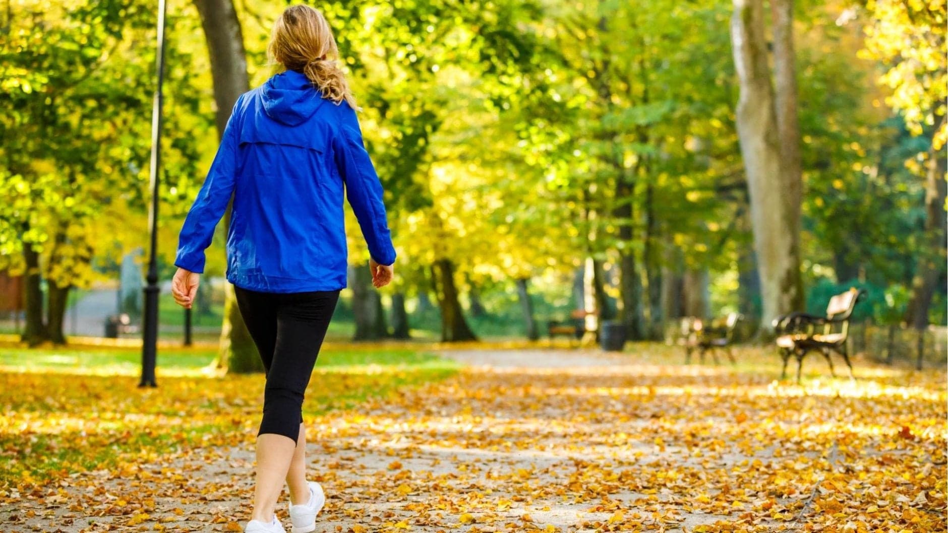 Vrouw wandelt in een park