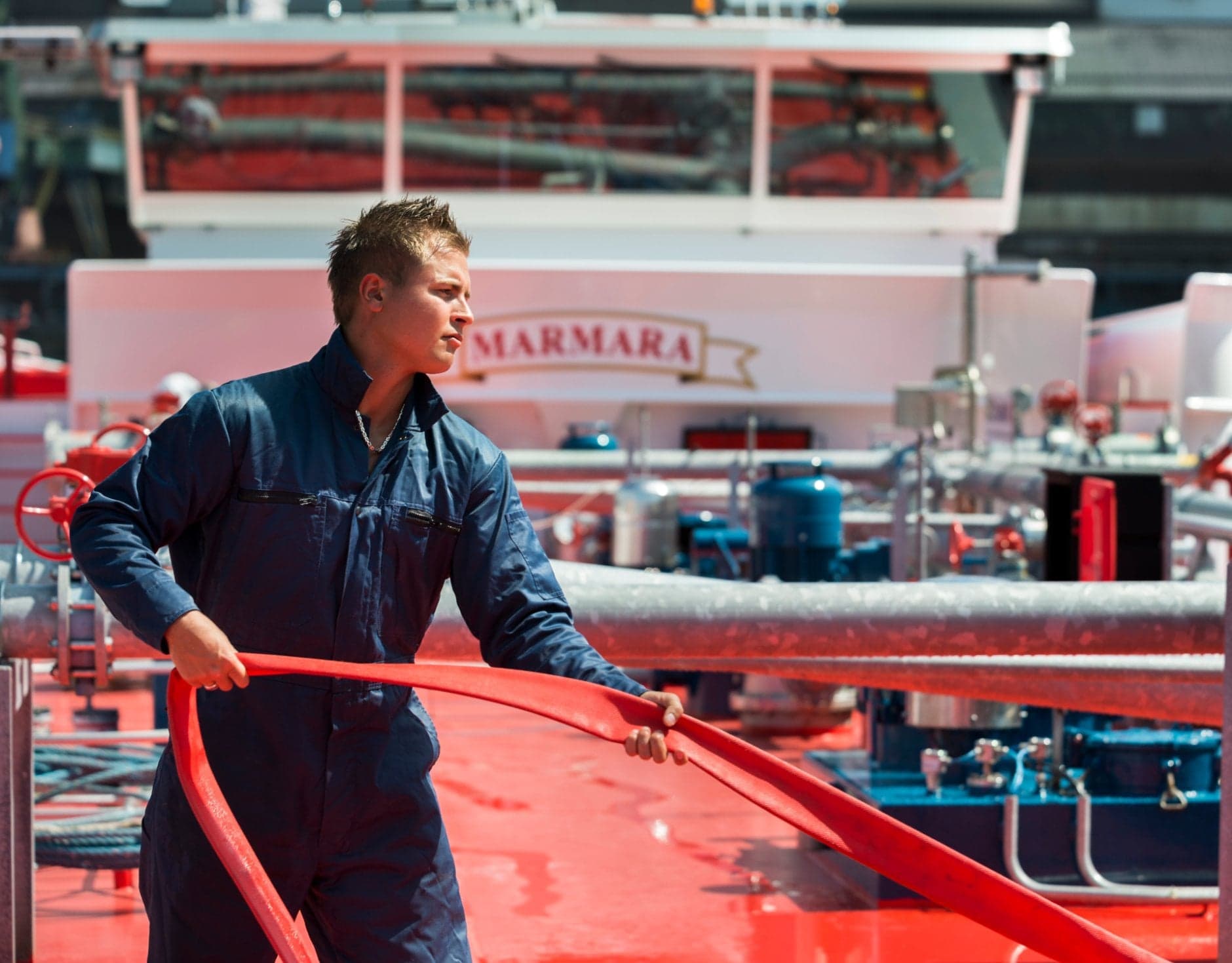 BBL-leerling aan het werk in de haven