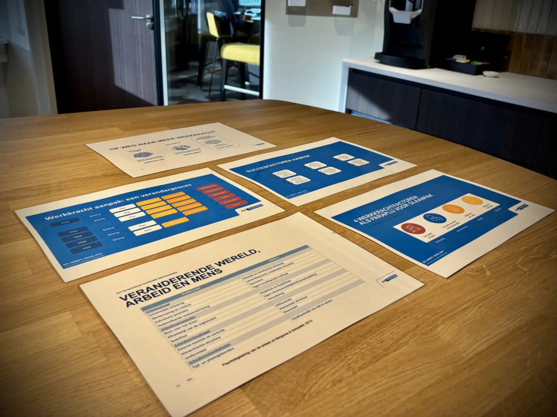 Werkkrachtkaarten uitgespreid op tafel