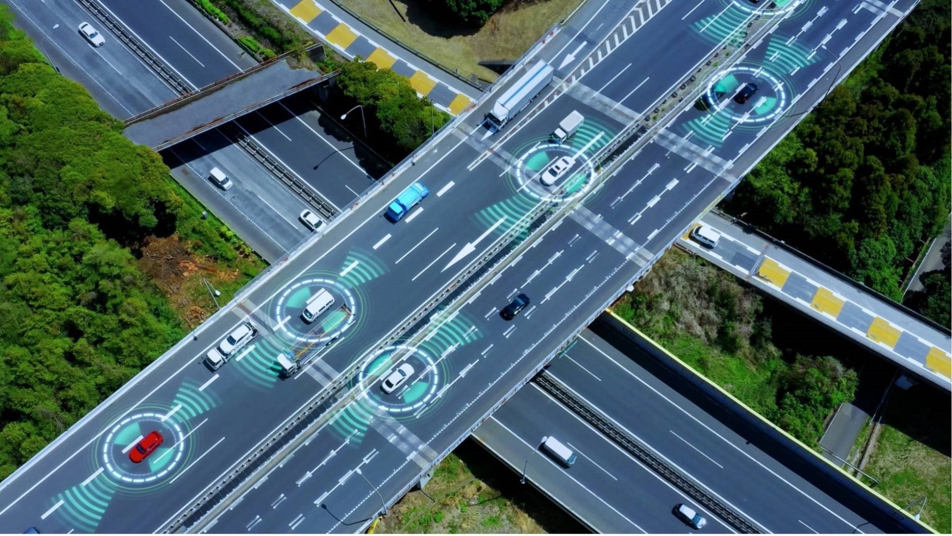 Auto's over snelweg met technologie
